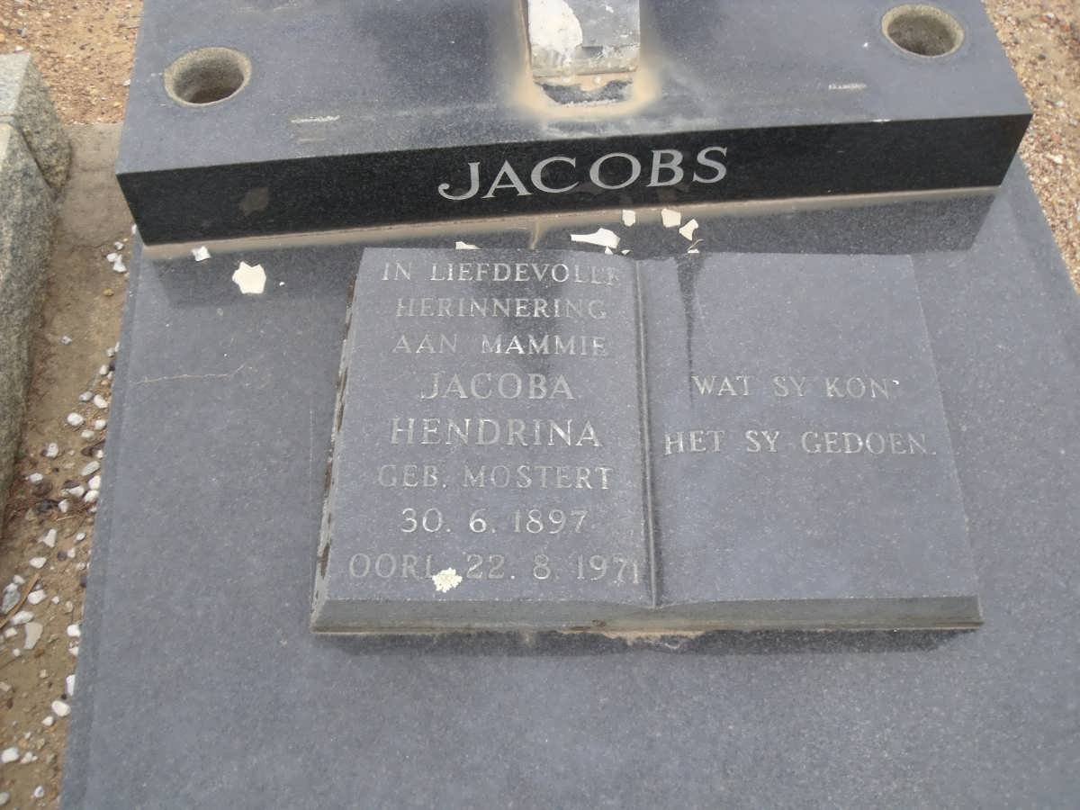 JACOBS Jacoba Hendrina nee MOSTERT 1897-1971
