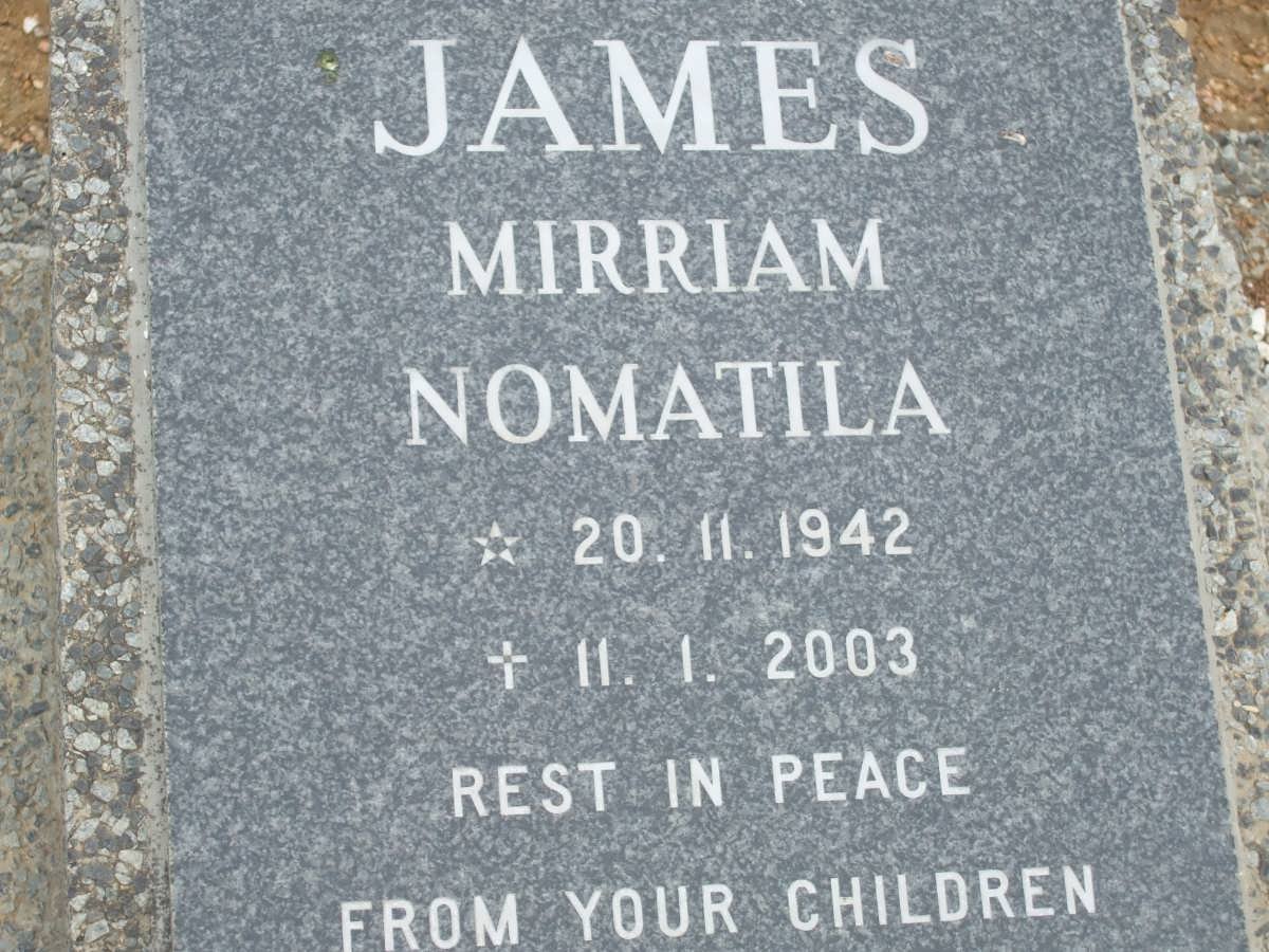 JAMES Mirriam Nomatila 1942-2003