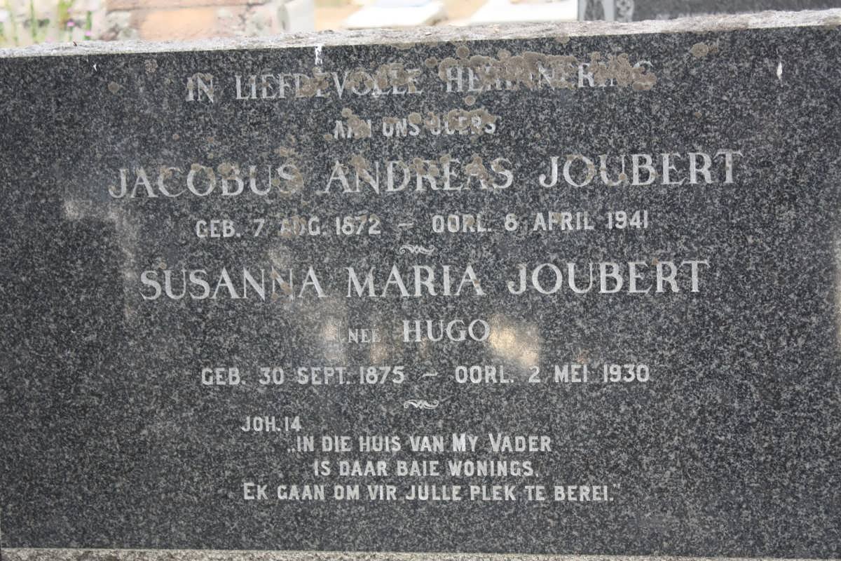 JOUBERT Jacobus Andreas 1872-1941 &amp; Suanna Maria HUGO 1875-1930