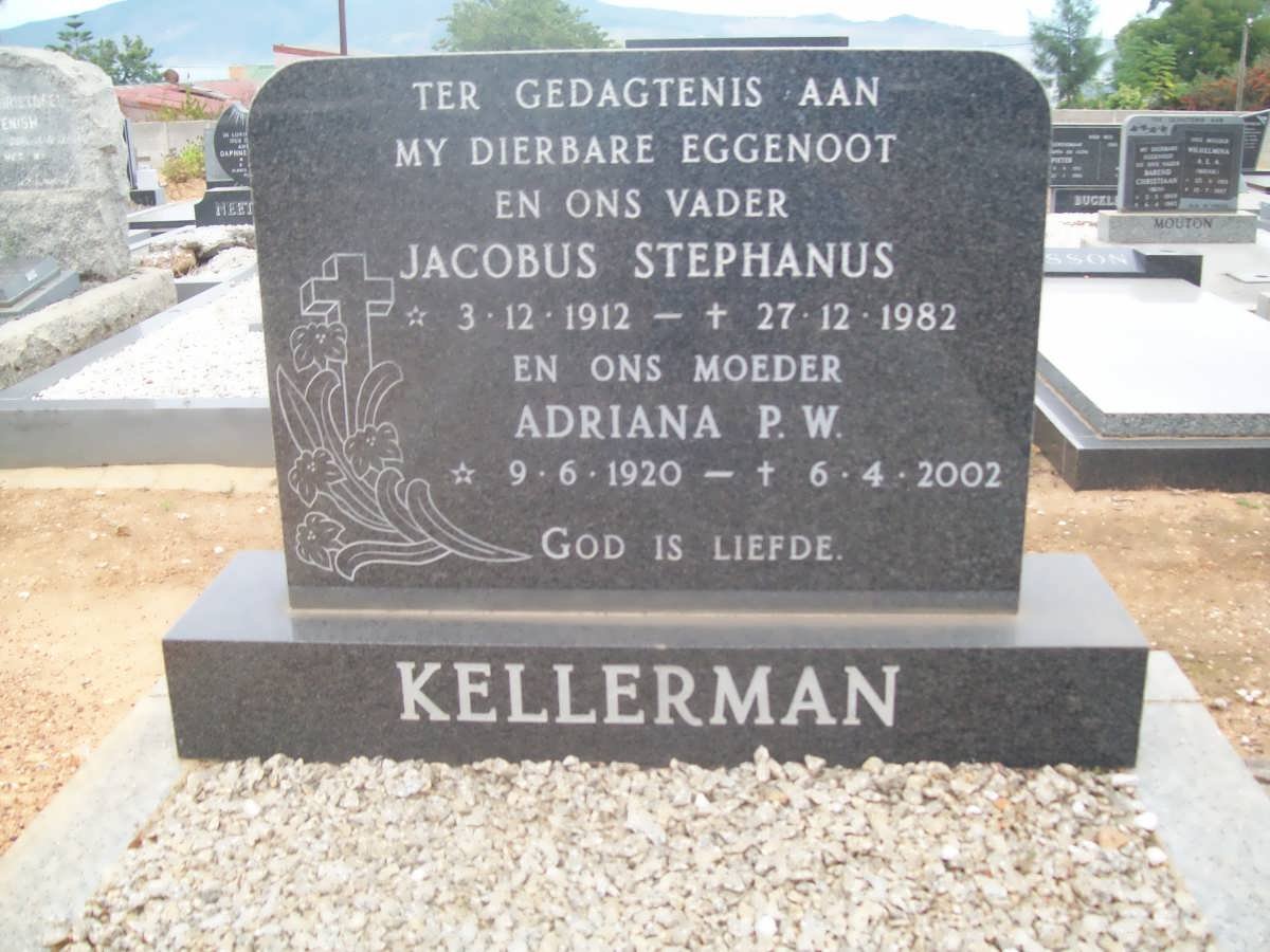 KELLERMAN Jacobus Stephanus 1912-1982 &amp; Adriana P.W. 1920-2002