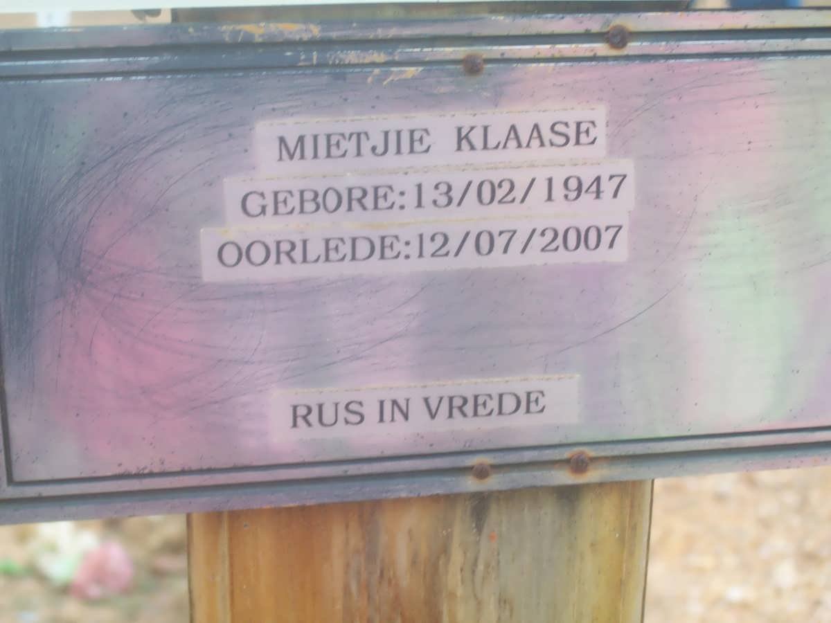 KLAASE Mietjie 1947-2007