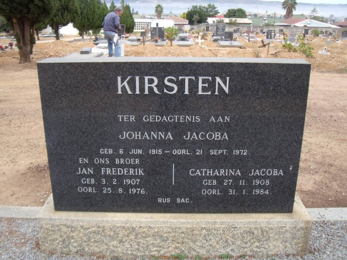 KIRSTEN Jan Frederik 1907-1976 &amp; Catharina Jacoba 1908-1984 :: KIRSTEN  Johanna Jacoba 1915-1972