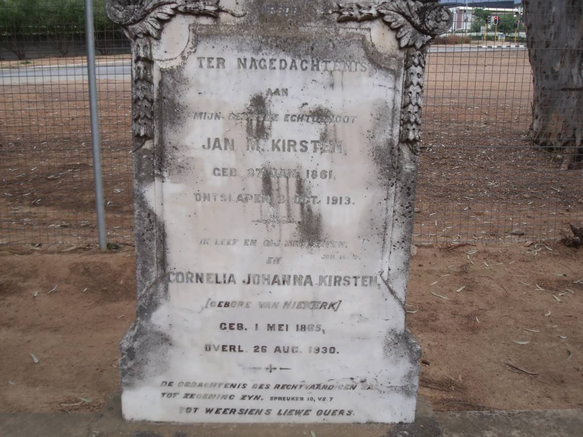 KIRSTEN Jan M. 1861-1913 &amp; Cornelia Johanna VAN NIEKERK 1865-1930
