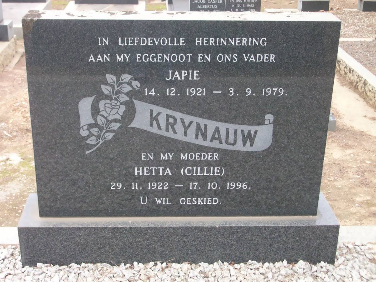 KRYNAUW Japie 1921-1979 &amp; Hetta CILLIE 1922-1996