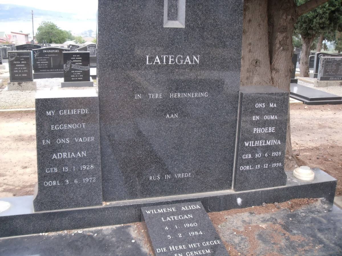 LATEGAN Adriaan 1928-1972 &amp; Phoebe Wilhelmina 1928-1998 :: LATEGAN Wilmene Alida 1960-1984