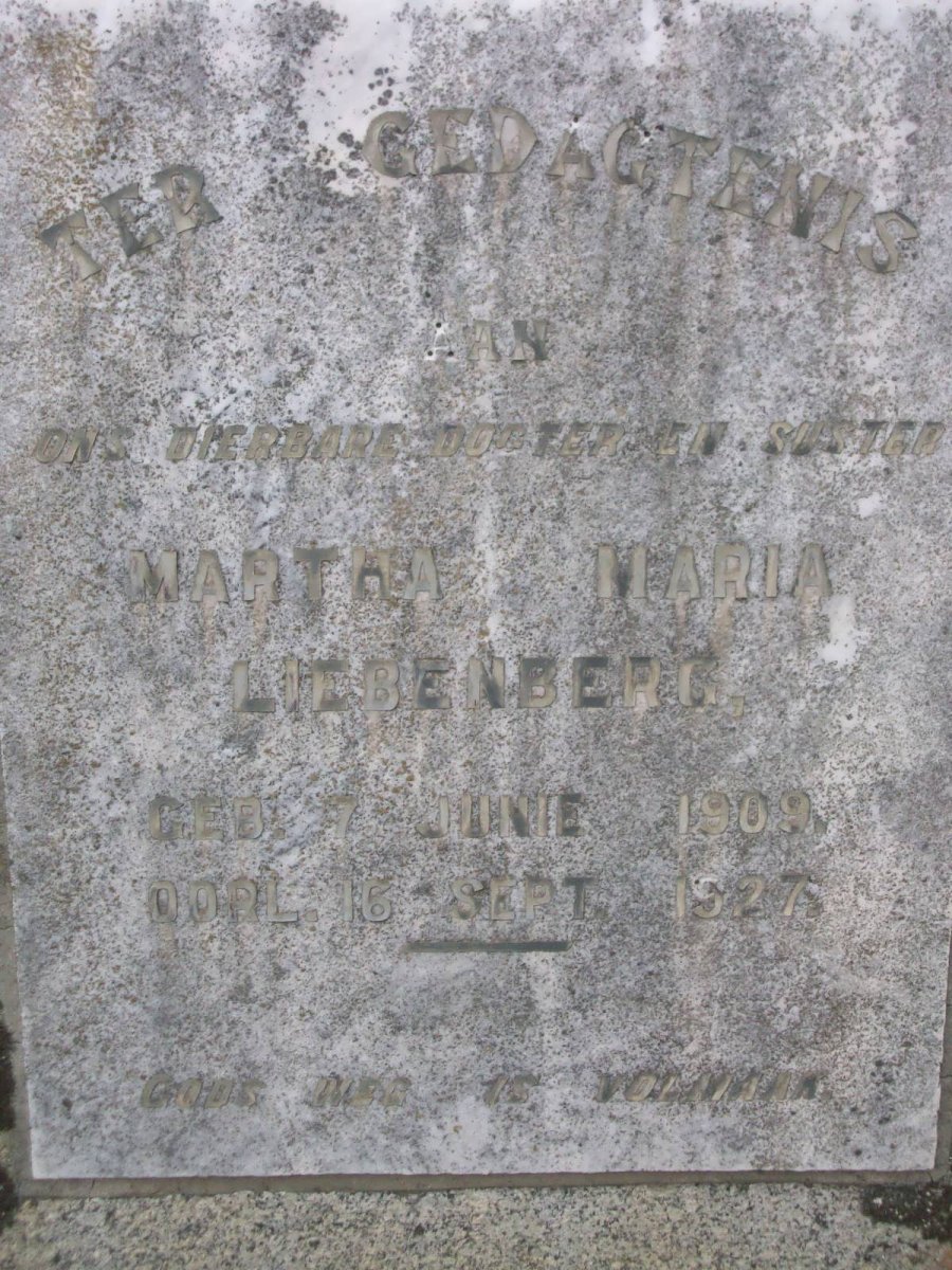 LIEBENBERG Martha Maria 1909-1927