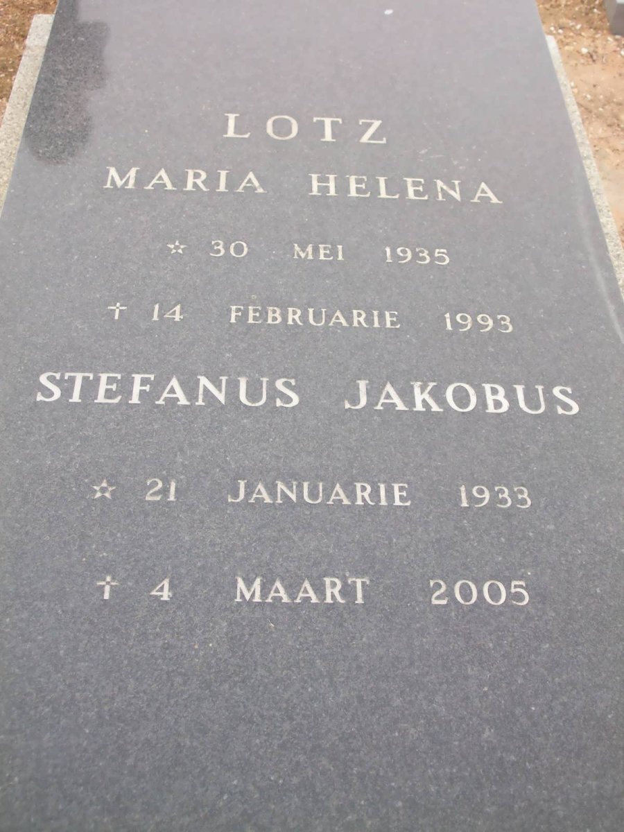 LOTZ Stefanus Jakobus 1933-2005 &amp; Maria Helena 1935-1993