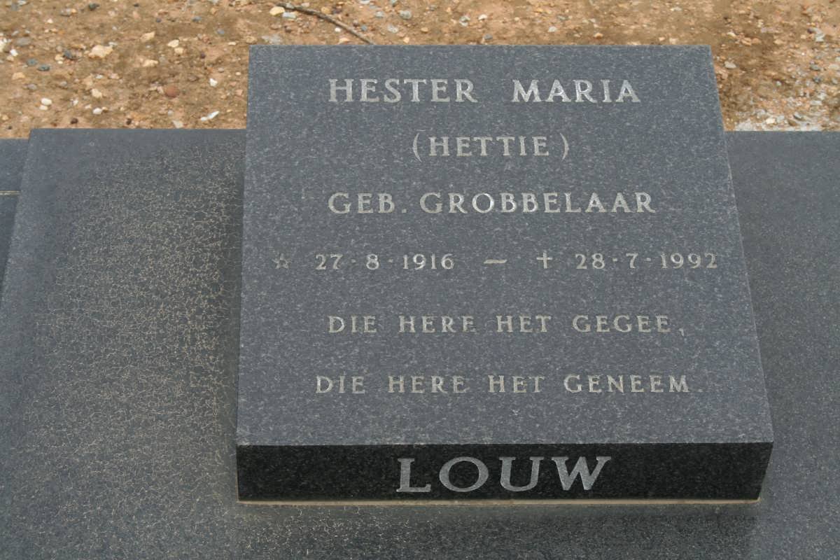 LOUW Hester Maria nee GROBBELAAR 1916-1992