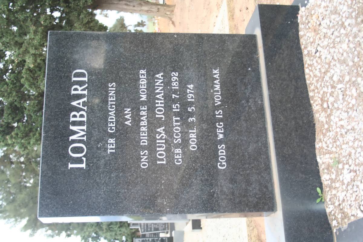 LOMBARD Louisa Johanna nee SCOTT 1892-1974