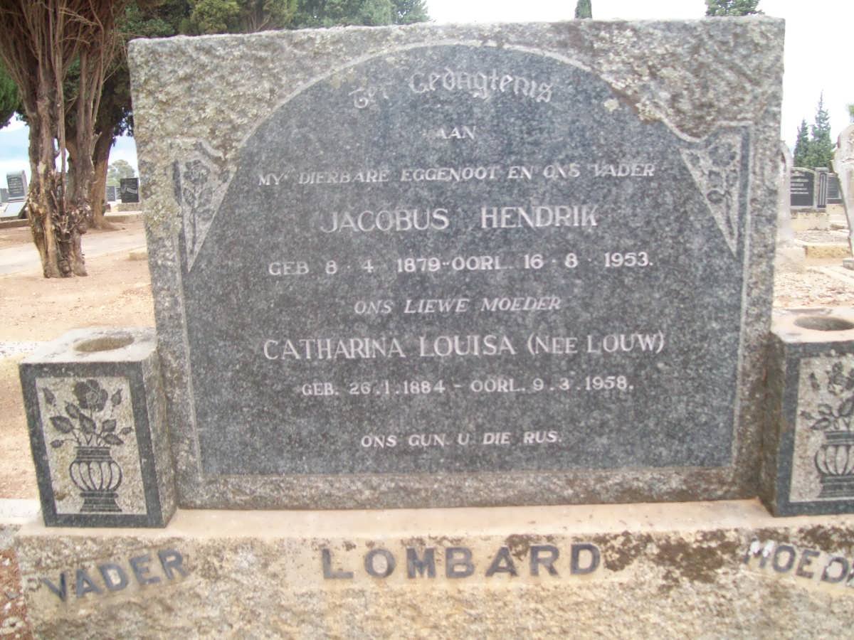 LOMBARD Jacobus Hendrik 1879-1953 &amp; Catharina Louisa LOUW 1884-1958