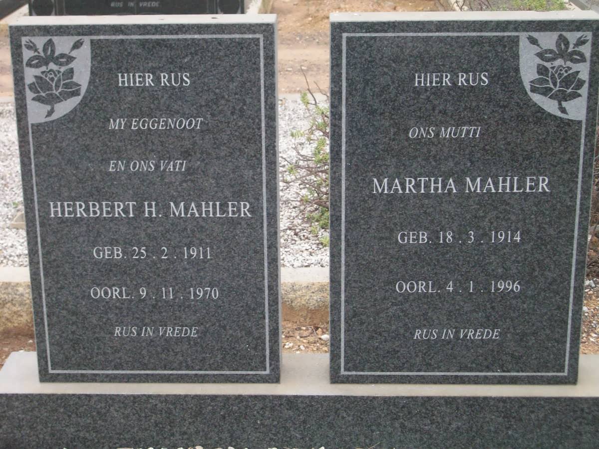 MAHLER Herbert H. 1911-1970 &amp; Martha 1914-1996