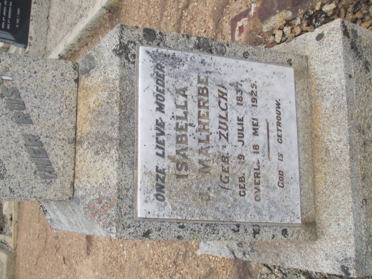MALHERBE Isabella J. nee ZULCH 1837-1925