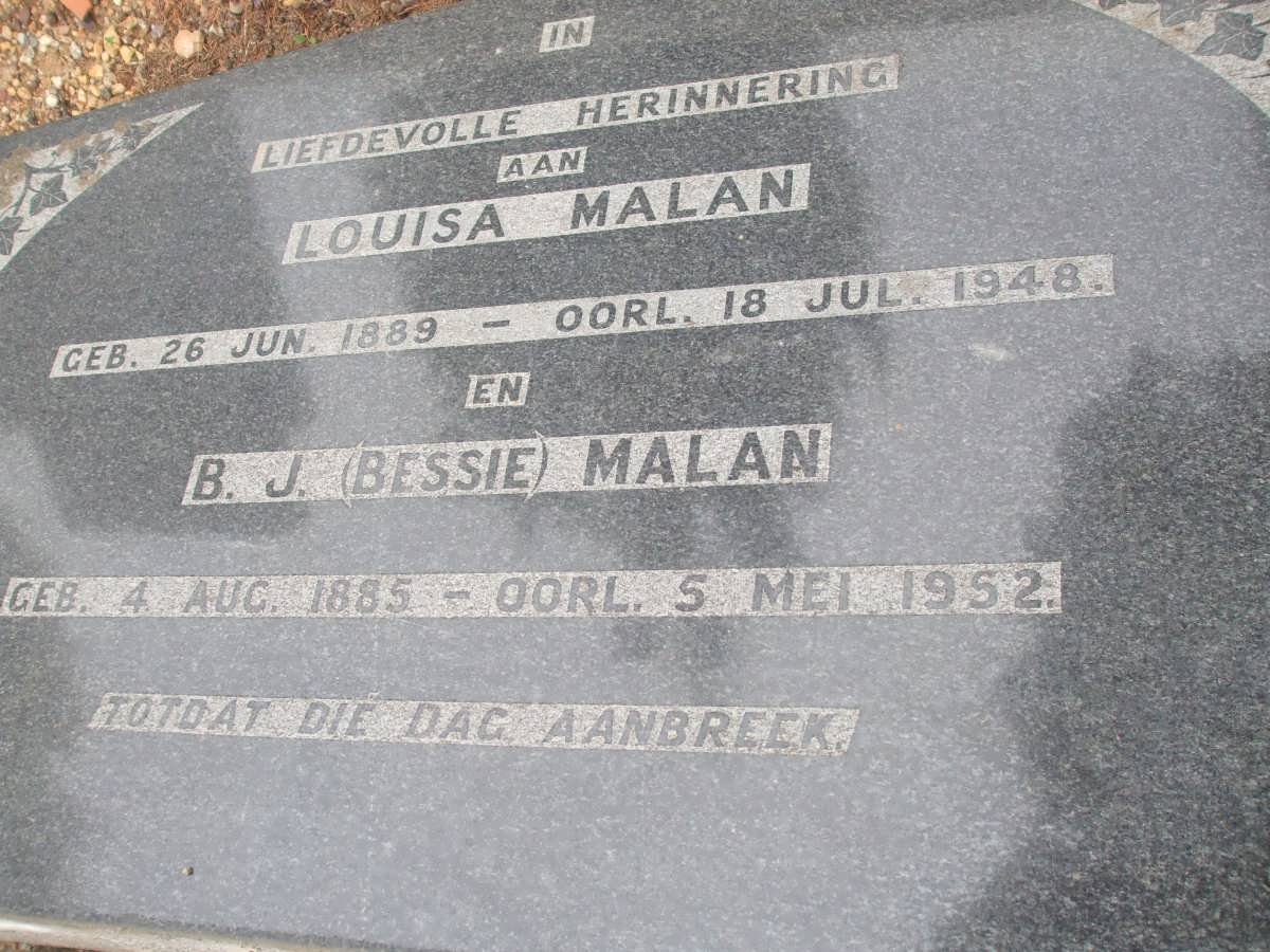 MALAN B.J. 1885-1952 :: MALAN Louisa 1889-1948