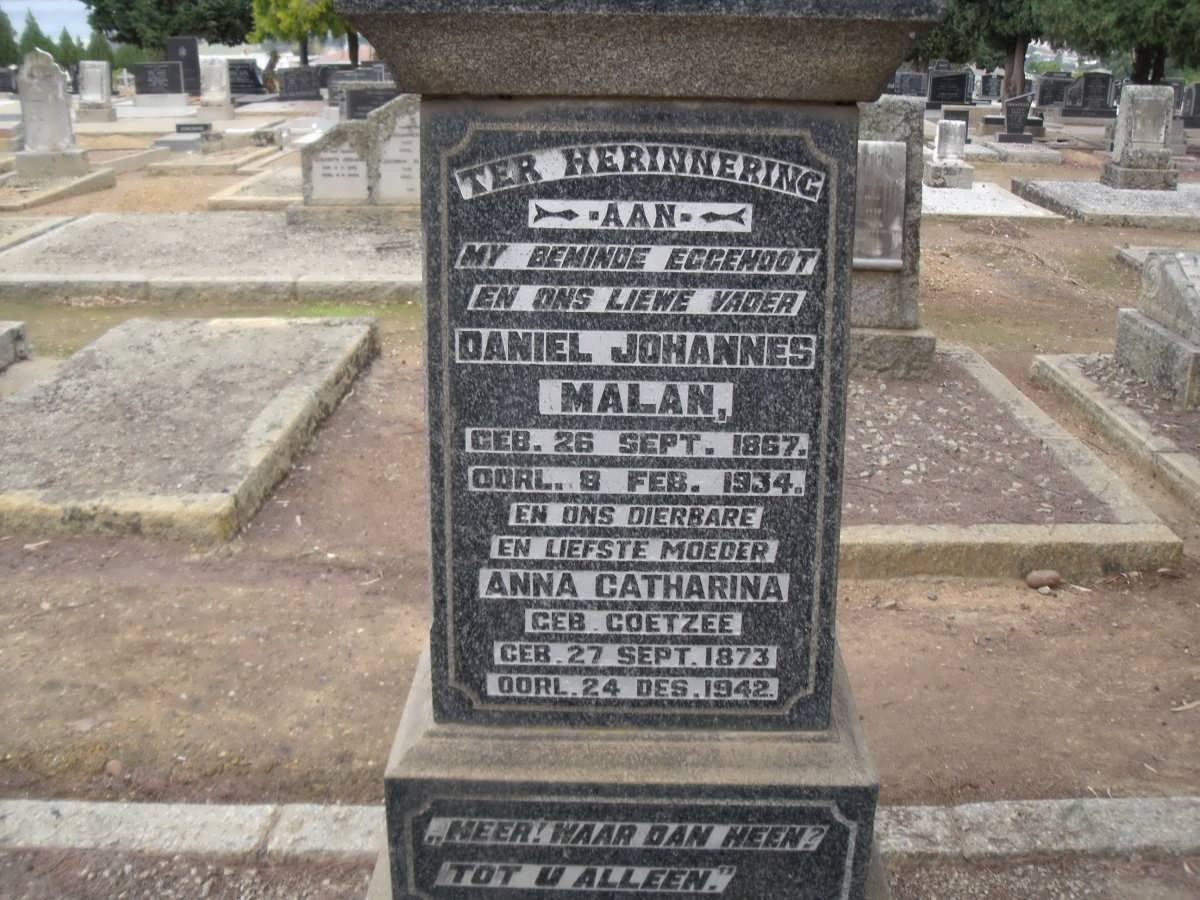 MALAN Daniel Johannes 1867-1934 &amp; Anna Catharina COETZEE 1873-1942