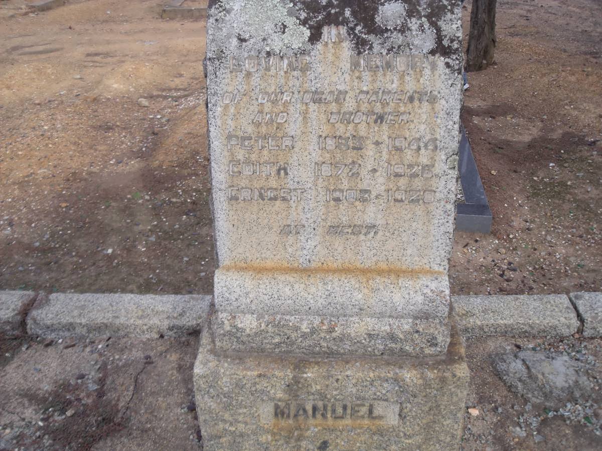MANUEL Peter 1883-1944 &amp; Edith 1872-1926 :: MANUEL Ernest 1903-1928