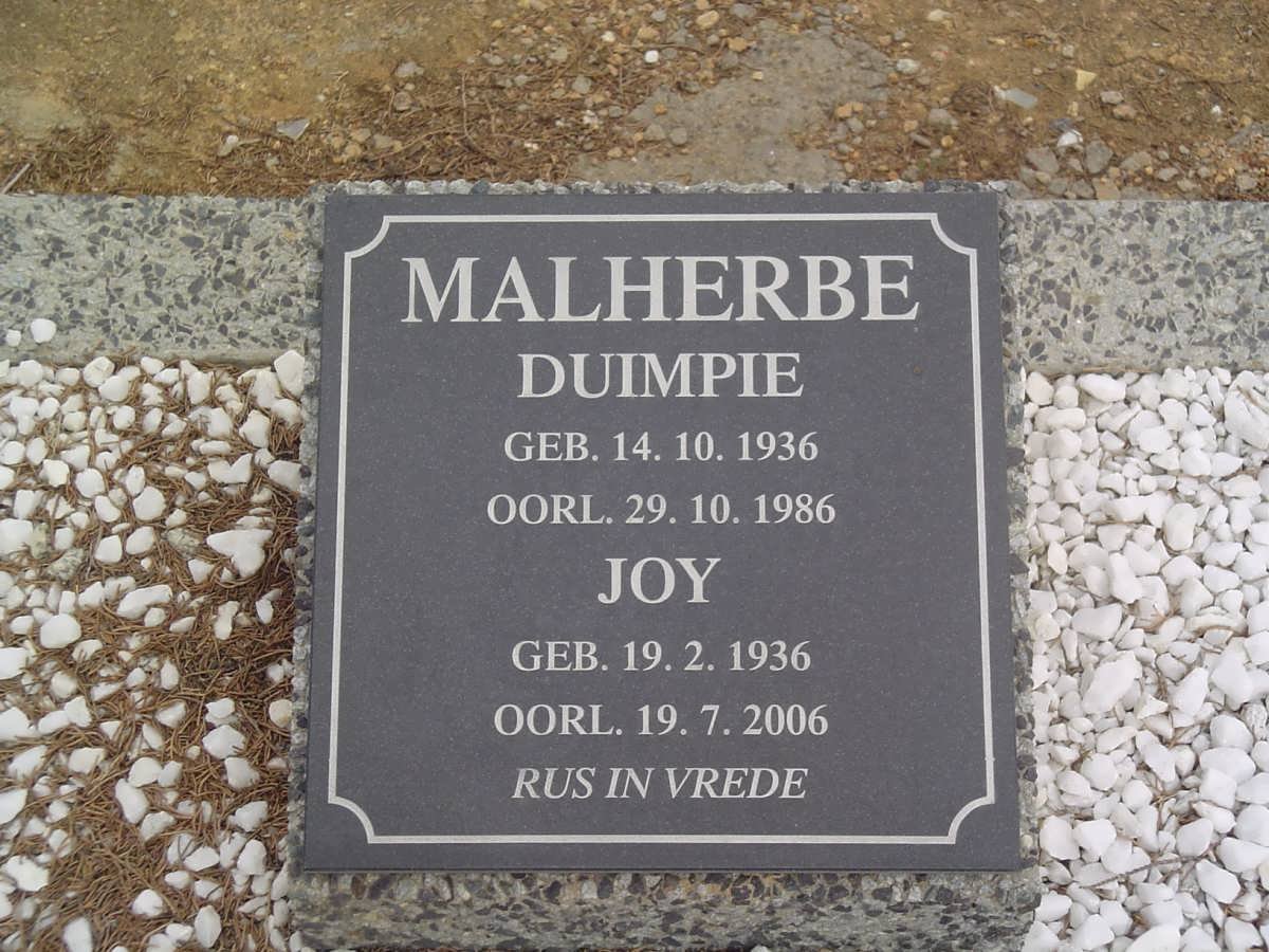 MALHERBE Duimpie 1936-1986 &amp; Joy 1936-2006