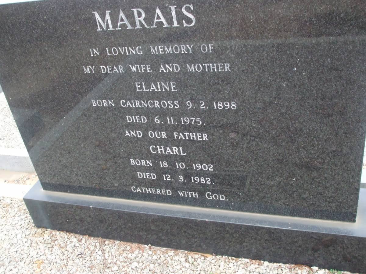 MARAIS Charl 1902-1982 &amp; Elaine CAIRNCROSS 1898-1975