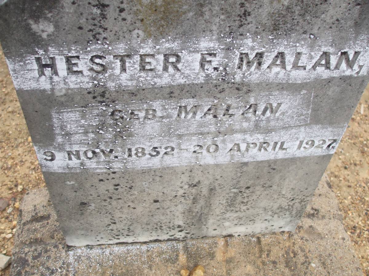 MALAN Hester F. nee MALAN 1852-1927