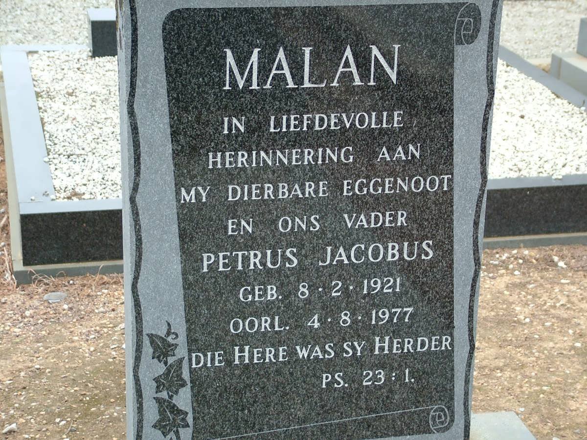 MALAN Petrus Jacobus 1921-1977