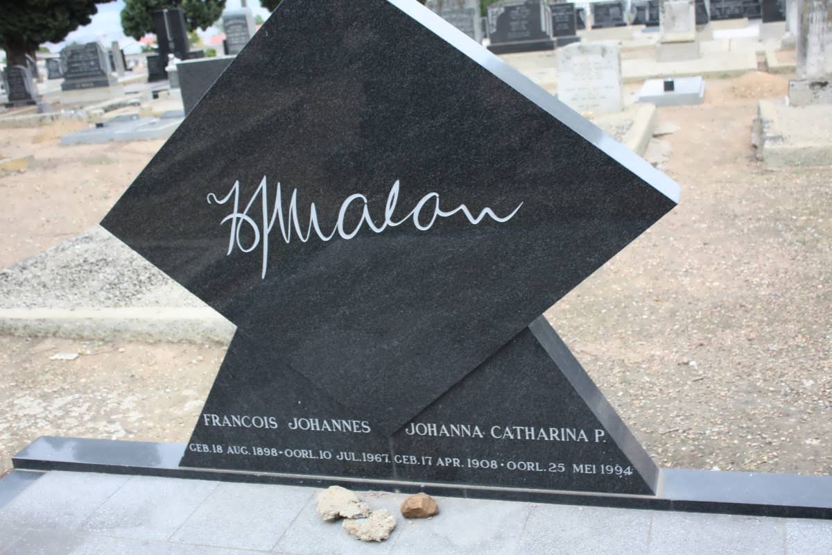MALAN Francois Johannes 1898-1967 &amp; Johanna Catharina P. 1908-1994