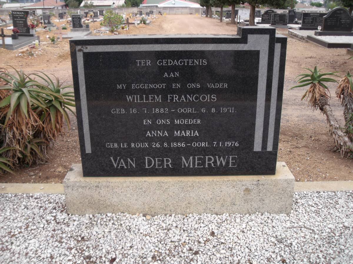 MERWE Willem Francois, van der 1882-1971 &amp; Anna Maria LE ROUX 1886-1976