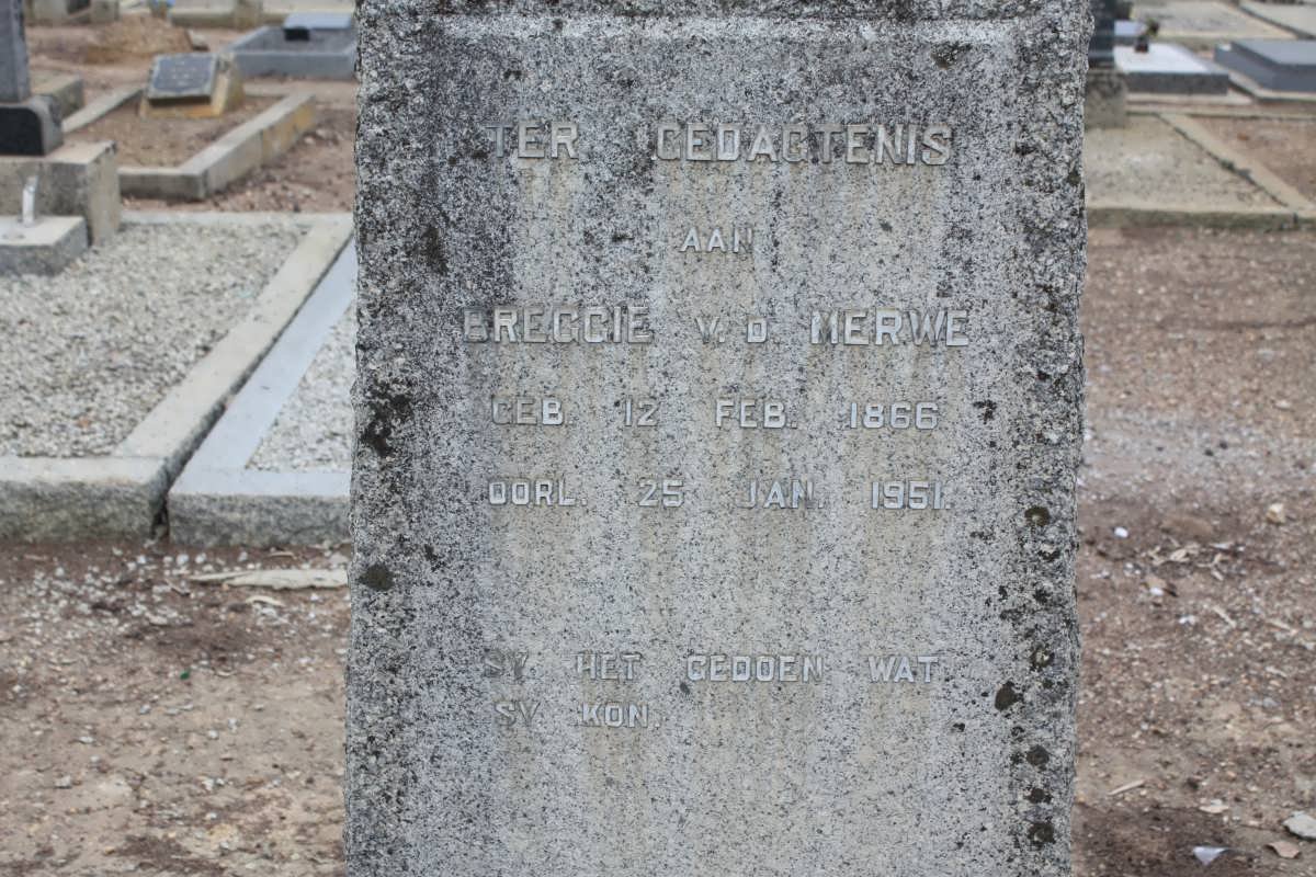 MERWE Breggie, v.d. 1866-1951