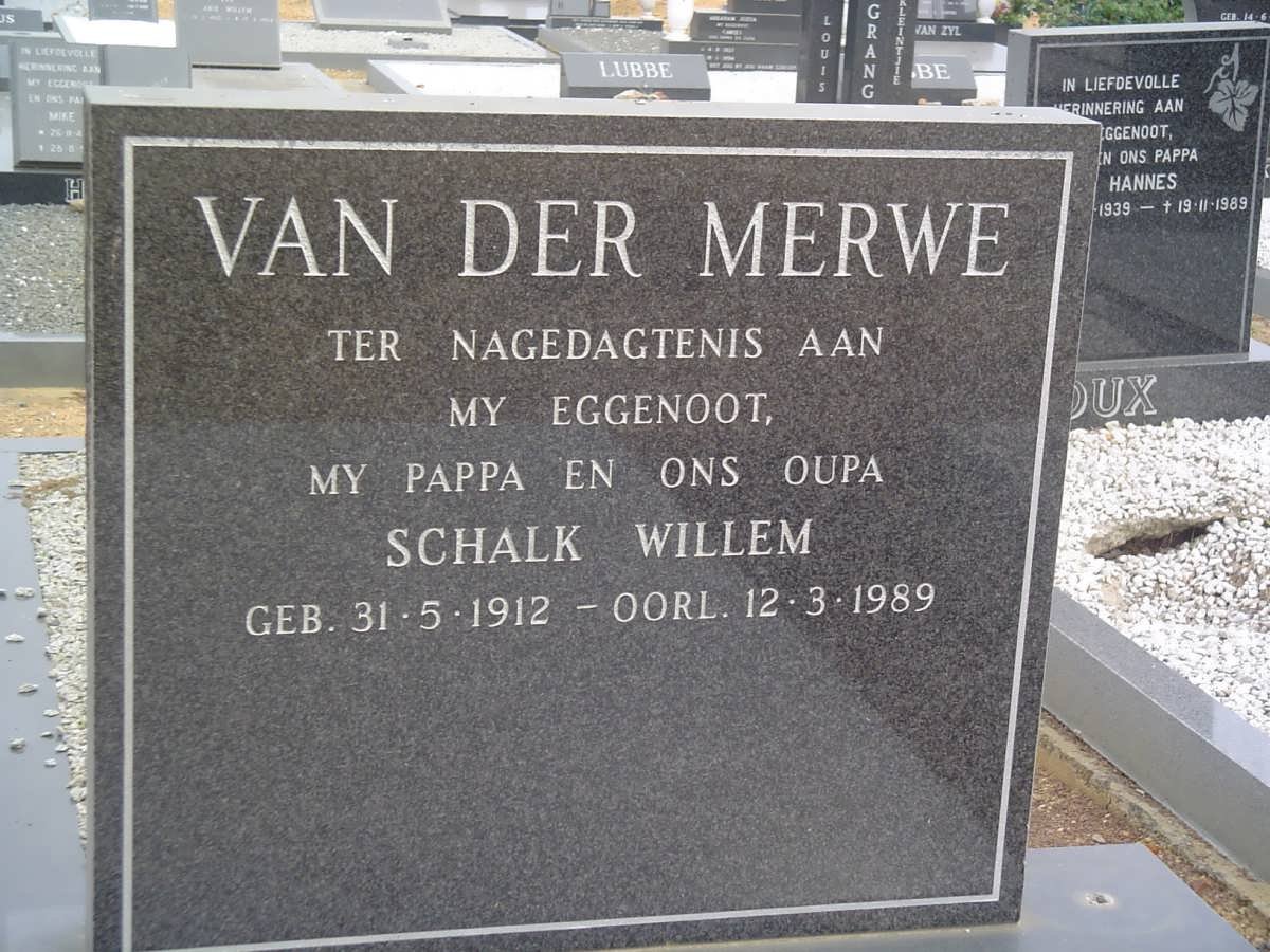 MERWE Schalk Willem, van der 1912-1989