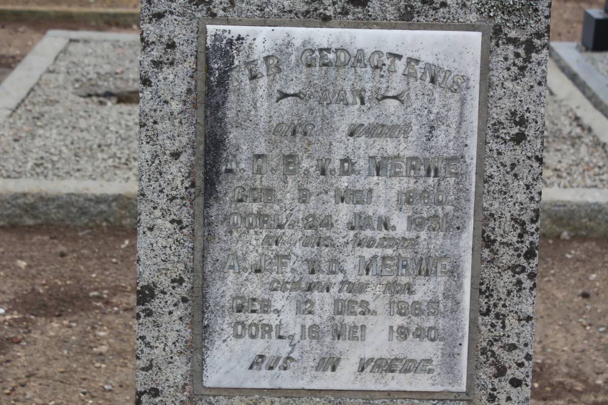 MERWE J.D.B., v.d. 1860-1931 &amp; A.J.F. TU??RGA 1865-1940