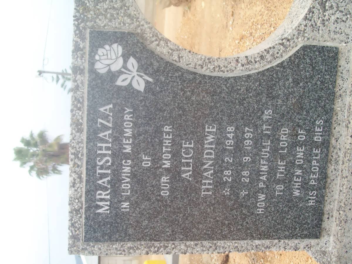 MRATSHAZA Alice Thandiwe 1948-1997