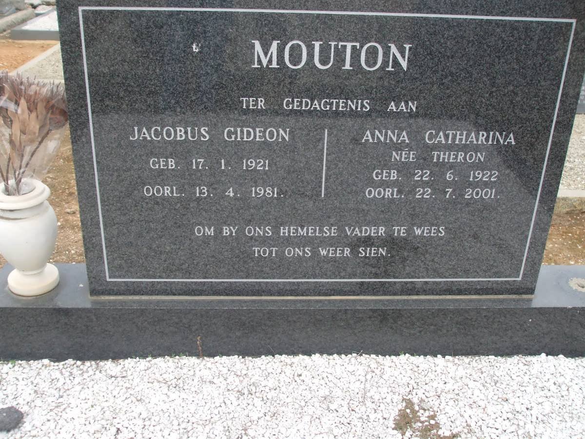 MOUTON Jacobus Gideon 1921-1981 &amp; Anna Catharina THERON 1922-2001