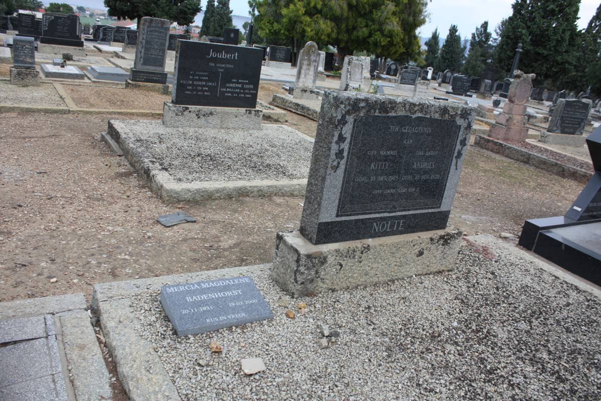 NOLTE Andries -1930 &amp; Kitty -1965 :: BADENHORST Mercia Magdalene 1931-2000