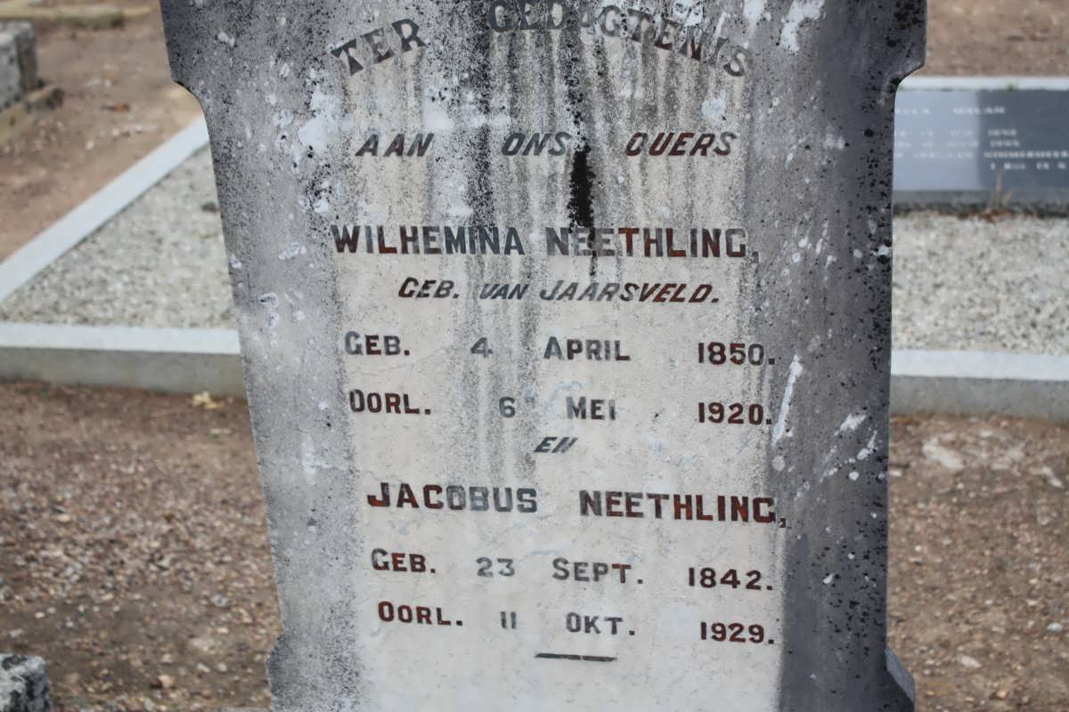 NEETHLING Jacobus 1842-1929 &amp; Wilhelmina VAN JAARSVELD 1850-1920