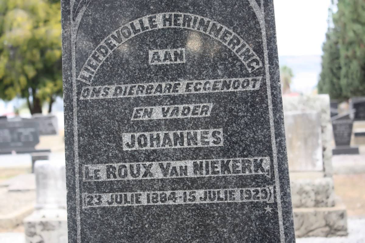NIEKERK Johannes Le Roux, van 1884-1929