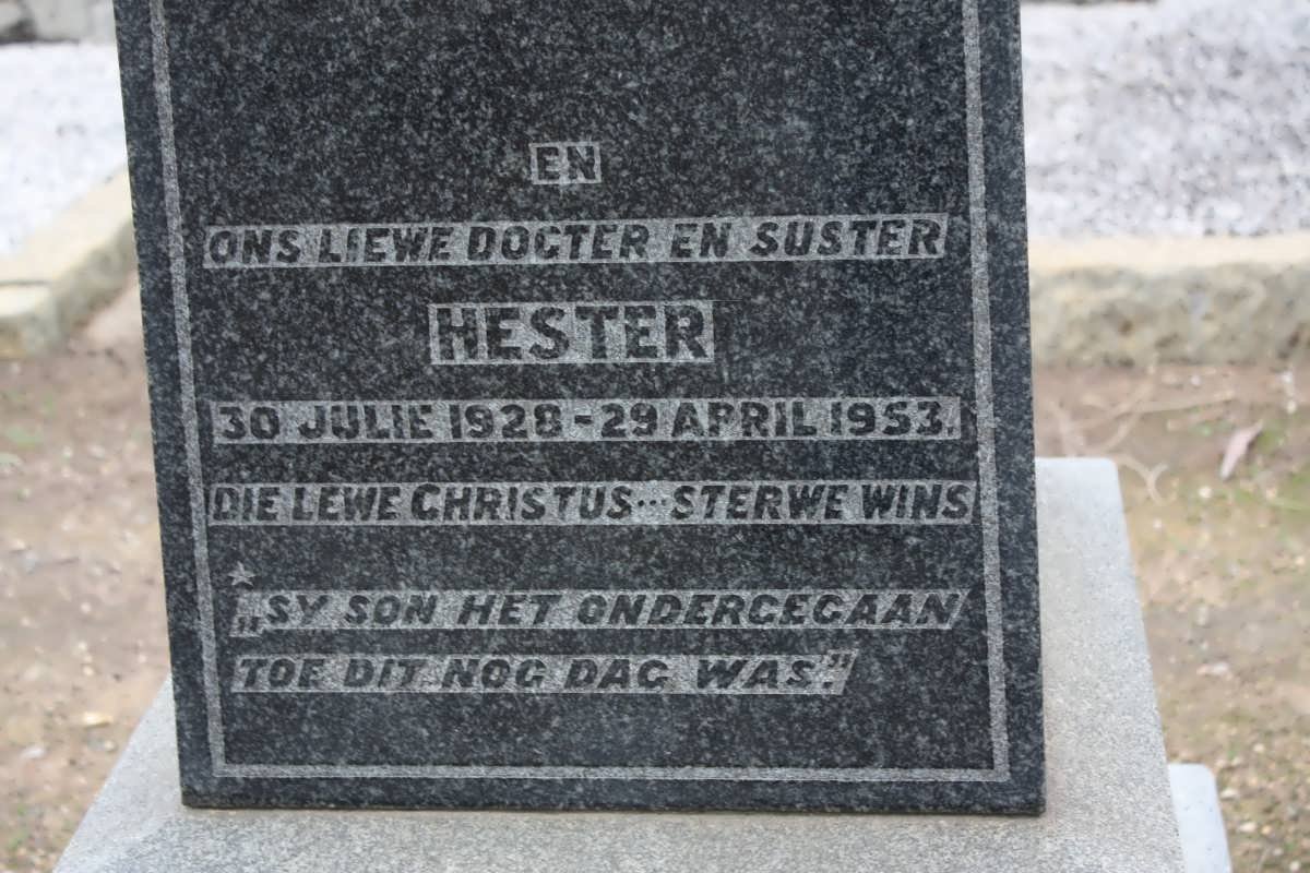 NIEKERK Hester, van 1928-1953