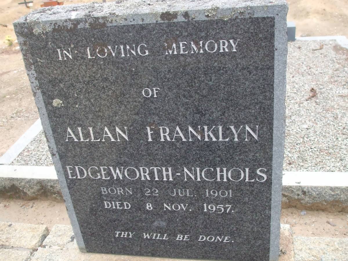 NICHOLS Allan Franklyn, Edgeworth 1901-1957 &amp; Louisa Margaretha ROSSOUW 1905-1968
