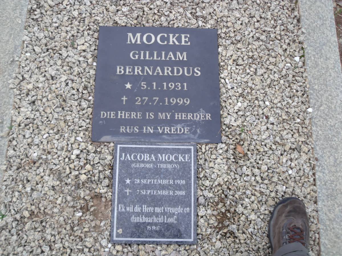 MOCKE Gilliam Bernardus 1931-1999 &amp; Jacoba THERON 1930-2008