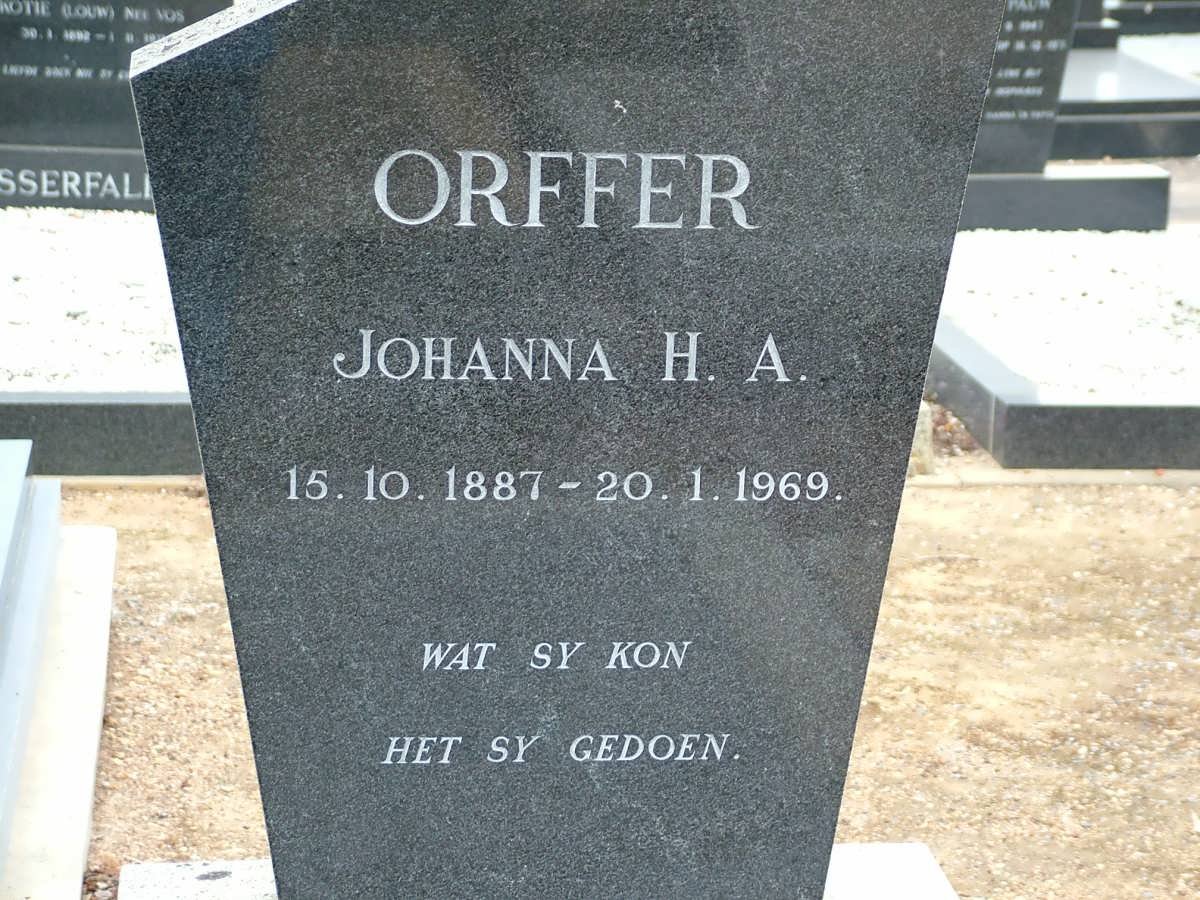 ORFFER Johanna H.A. 1887-1969