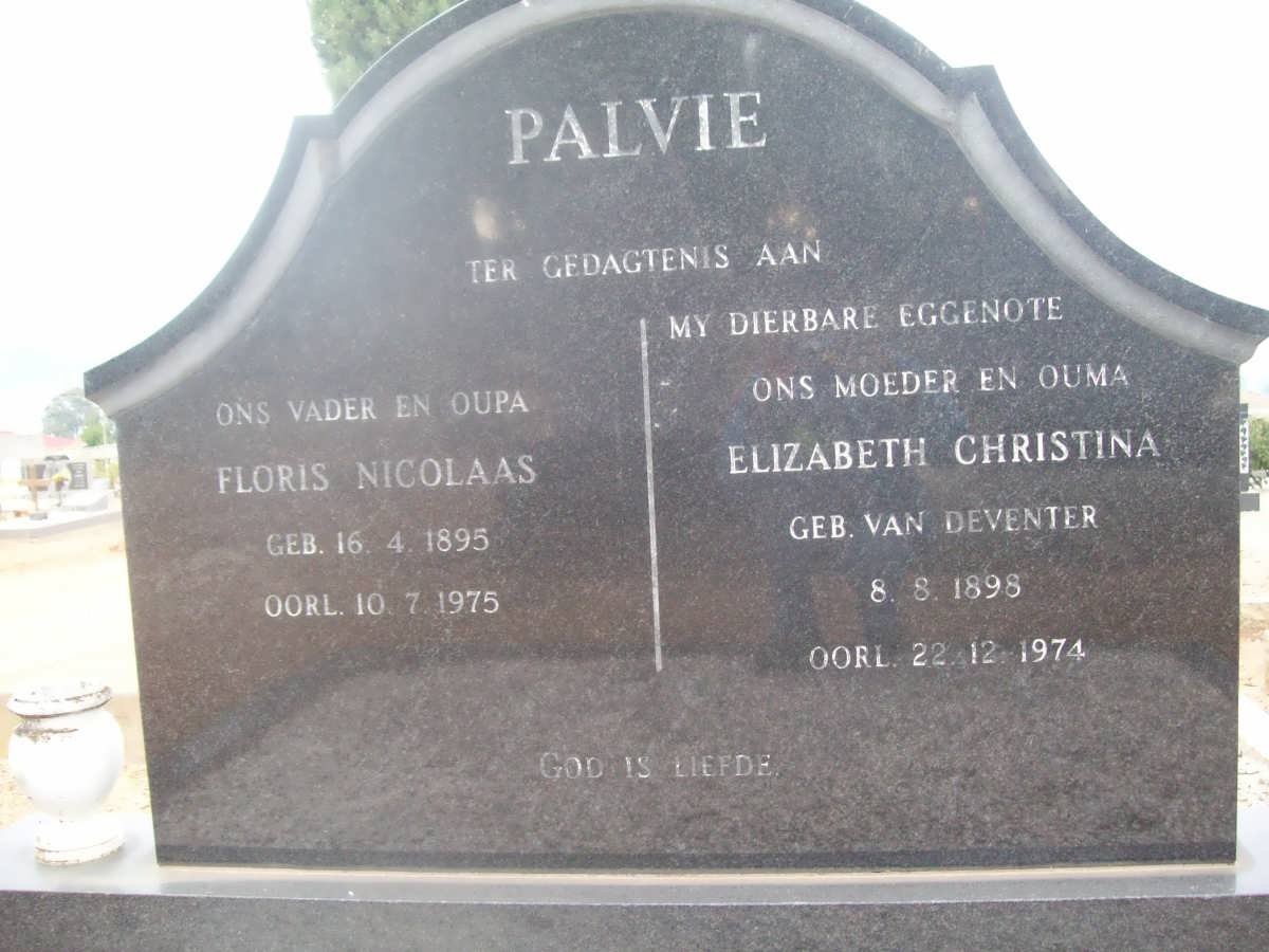 PALVIE Floris Nicolaas 1895-1975 &amp; Elizabeth Christina Van DEVENTER 1898-1974