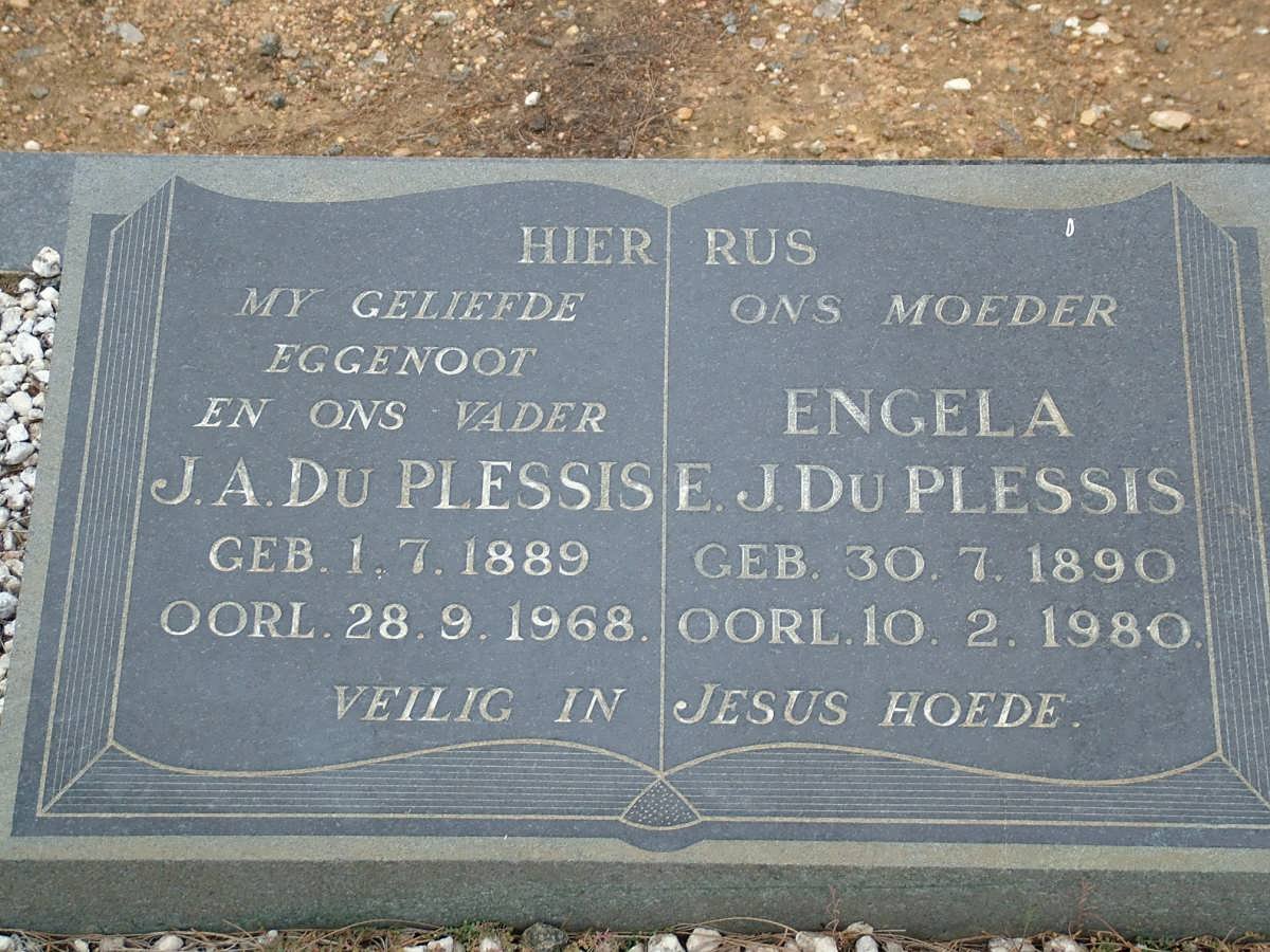 PLESSIS J.A., du 1889-1968 &amp; Engela E.J. 1890-1980