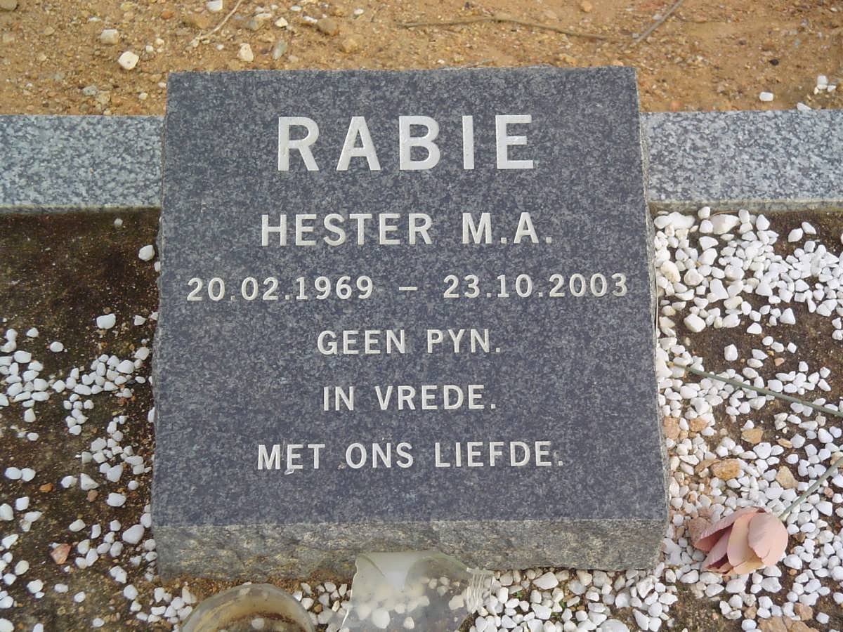 RABIE Hester M.A. 1969-2003