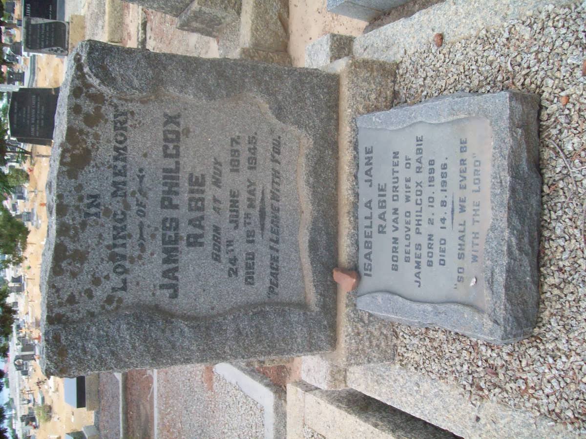 RABIE James Philcox 1897-1945 &amp; Isabella Jane VAN DRUTEN 1898-1986