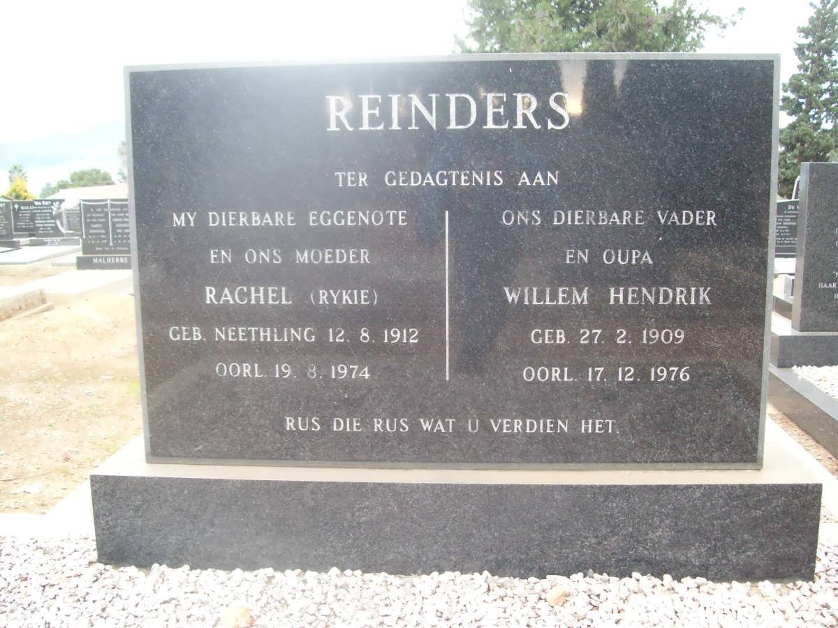 REINDERS Willem Hendrik 1909-1976 &amp; Rachel NEETHLING 1912-1974