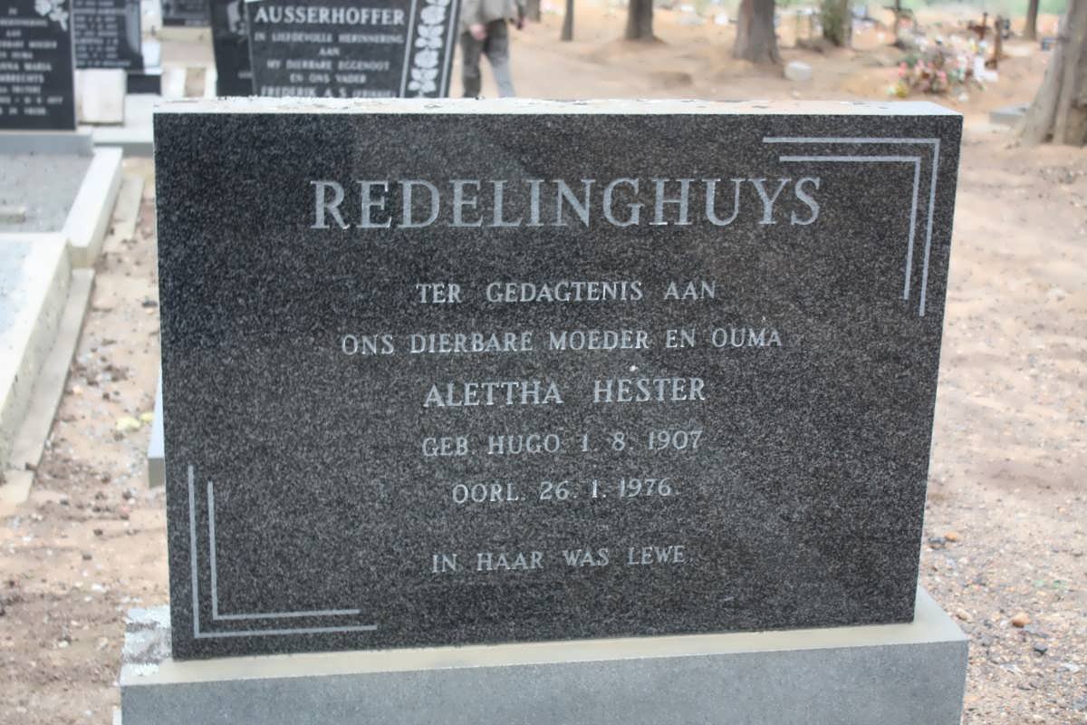 REDELINGHUYS Alettha Hester nee HUGO 1907-1976