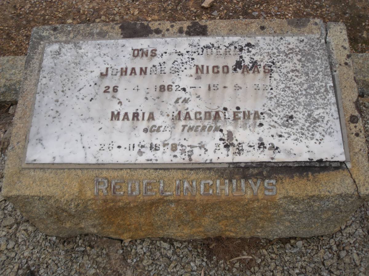 REDELINGHUYS Johannes Nicolaas 1862-1932 &amp; Maria Magdalena THERON 1858-1942
