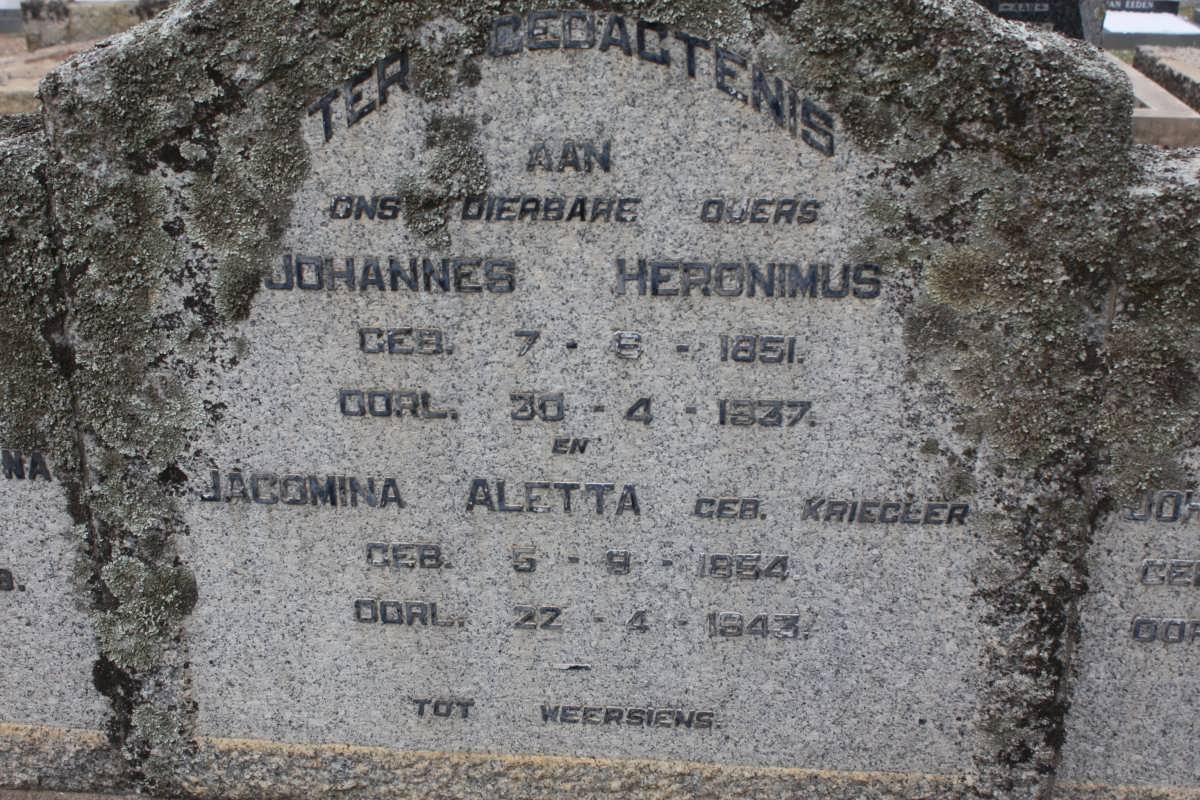 RICHTER Johannes Heronimus 1851-1937 &amp; Jacomina Aletta KRIEGLER 1864-1943