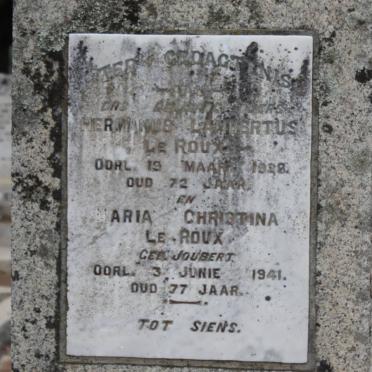 ROUX Hermanus Lambertus, le -1928 &amp; Maria Christina JOUBERT -1941