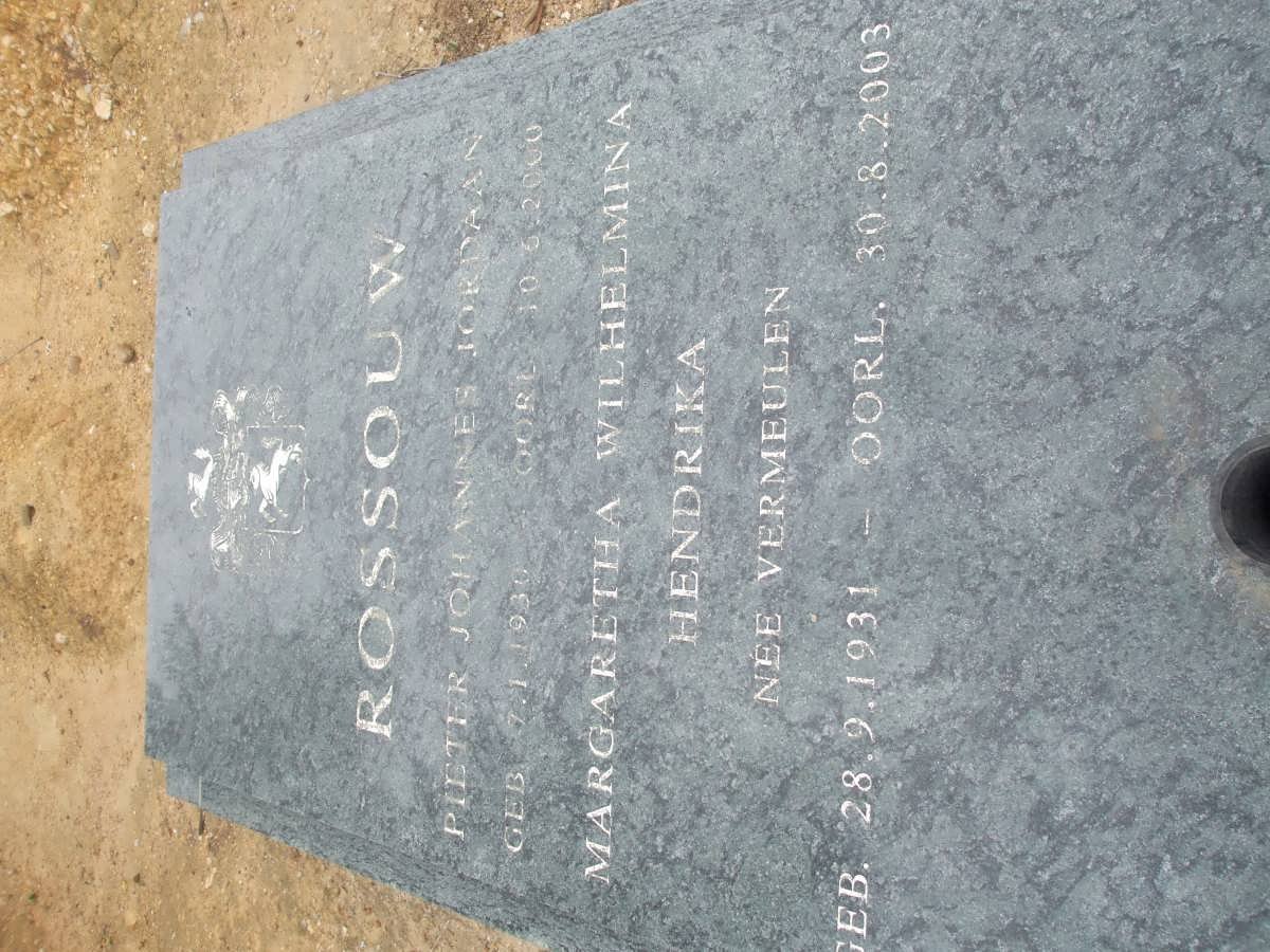 ROSSOUW Pieter Johannes Jordaan 1930-2000 &amp; Margaretha Wilhelmina Hendrika VERMEULEN 1931-2003