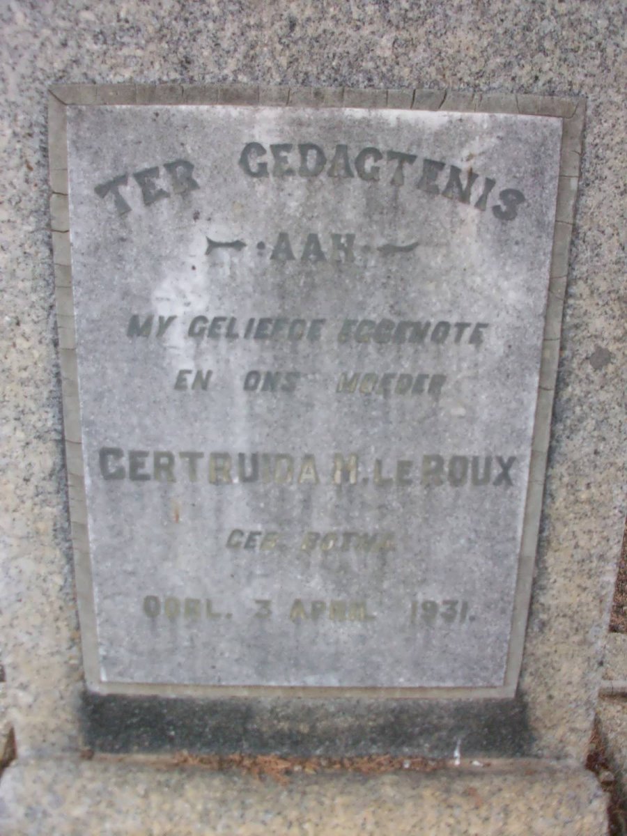 ROUX Gertruida M., le nee BOTHA -1931