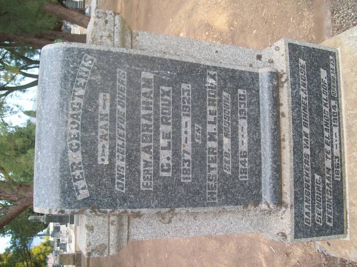 ROUX Abraham C., Le 1837-1923 &amp; Hester M. ROSSOUW 1846-1930