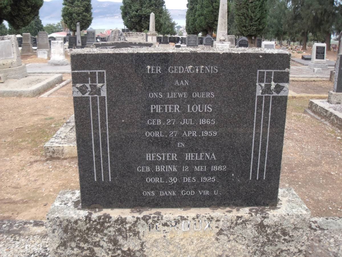 ROUX Pieter Louis, le 1865-1959 &amp; Hester Helena BRINK 1882-1925